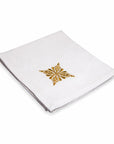 Azure Napkin White Linen Embroidery Gold 36.5x36.5cm