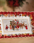 Toy's Fantasy Cake Plate Rectangle Santa & Kids