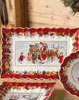 Toy's Fantasy Cake Plate Rectangle Santa & Kids