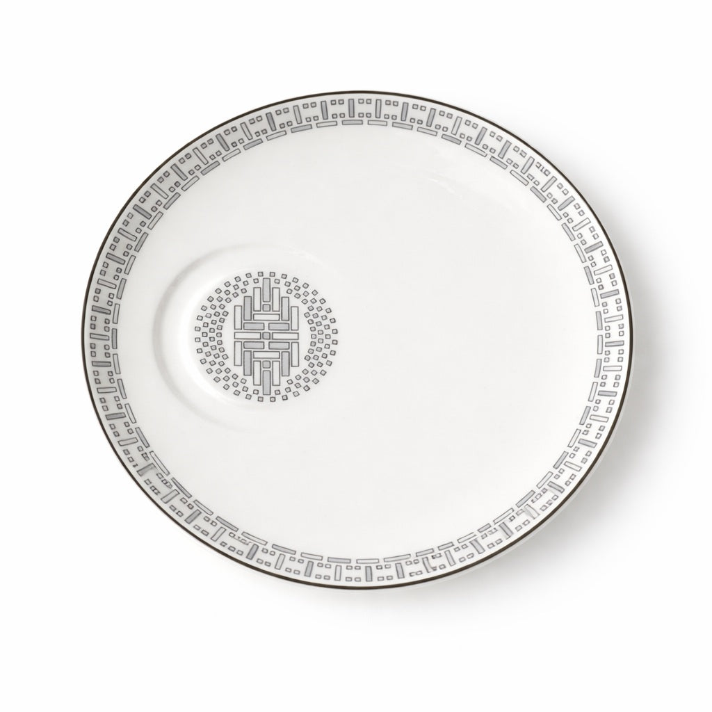 Geo Rose Grey &amp; Platinum Coffee/Tea Cup Saucer 18.5 cm