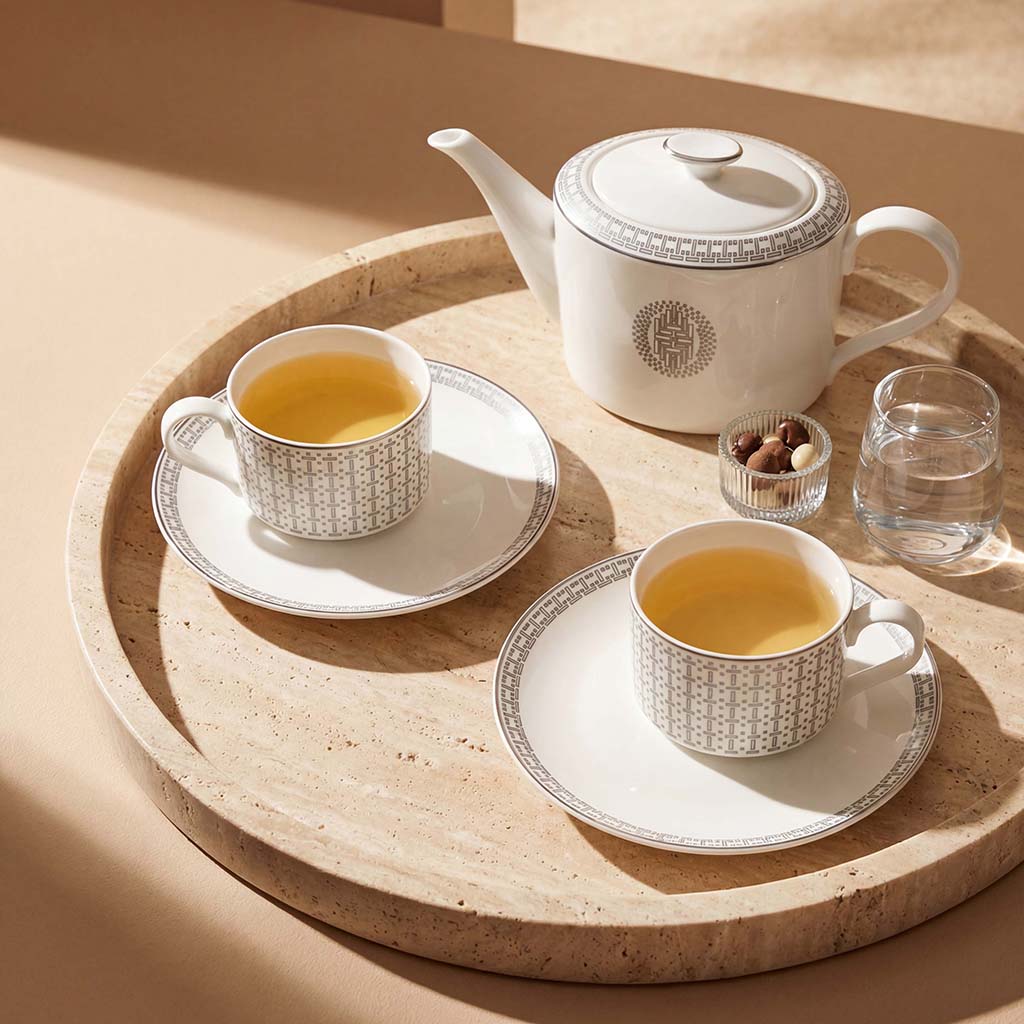 Geo Rose Grey &amp; Platinum Coffee/Tea Cup Saucer 18.5 cm