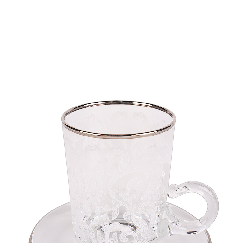 Embroidery Silver S/6 Tea Cup W/Saucer for 120Ml