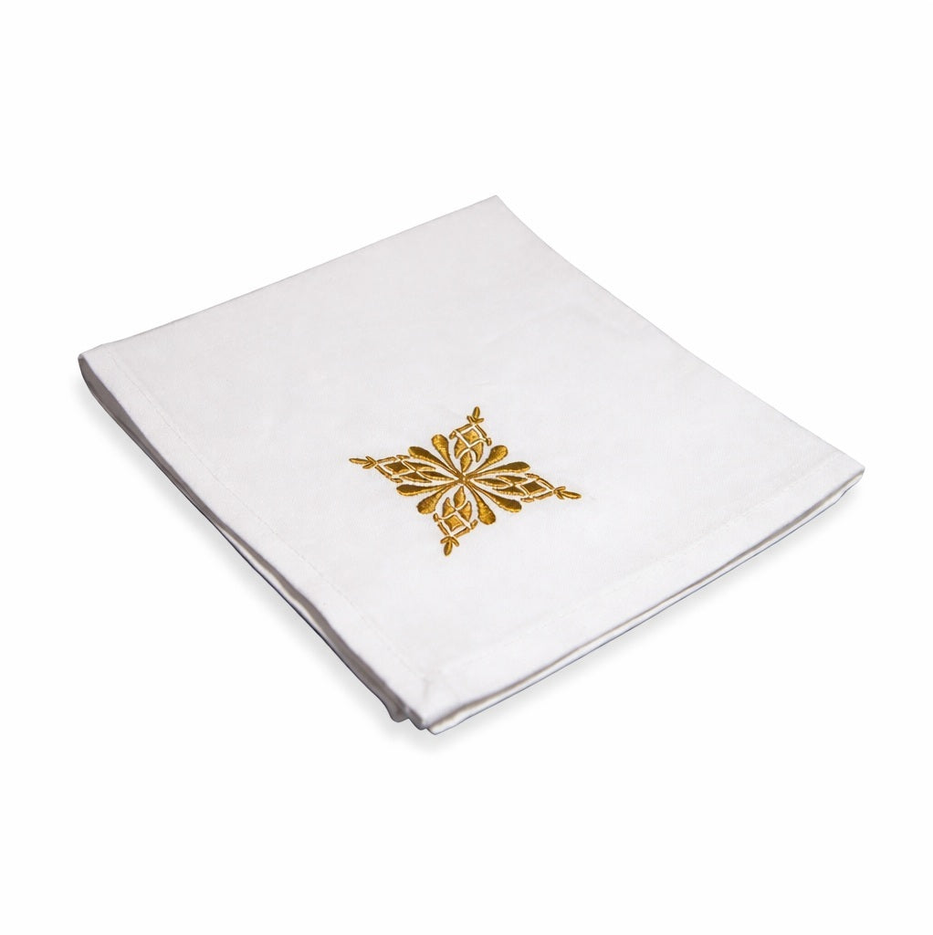 Azure Napkin White Linen Embroidery Gold 36.5x36.5cm