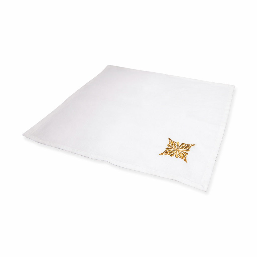 Azure Napkin White Linen Embroidery Gold 36.5x36.5cm