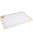 Azure Placement White Linen Embroidery Gold 32*48cm