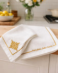 Azure Placement White Linen Embroidery Gold 32*48cm