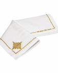 Azure Placement White Linen Embroidery Gold 32*48cm