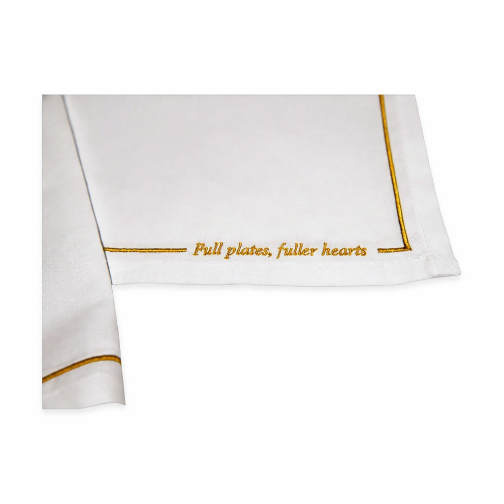 Azure Placement White Linen Embroidery Gold 32*48cm