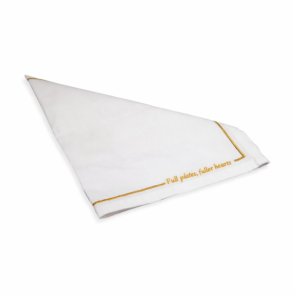 Azure Placement White Linen Embroidery Gold 32*48cm